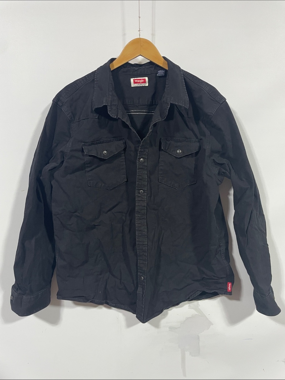 Wrangler Black Lightweight Button-Front Shirt Jacket